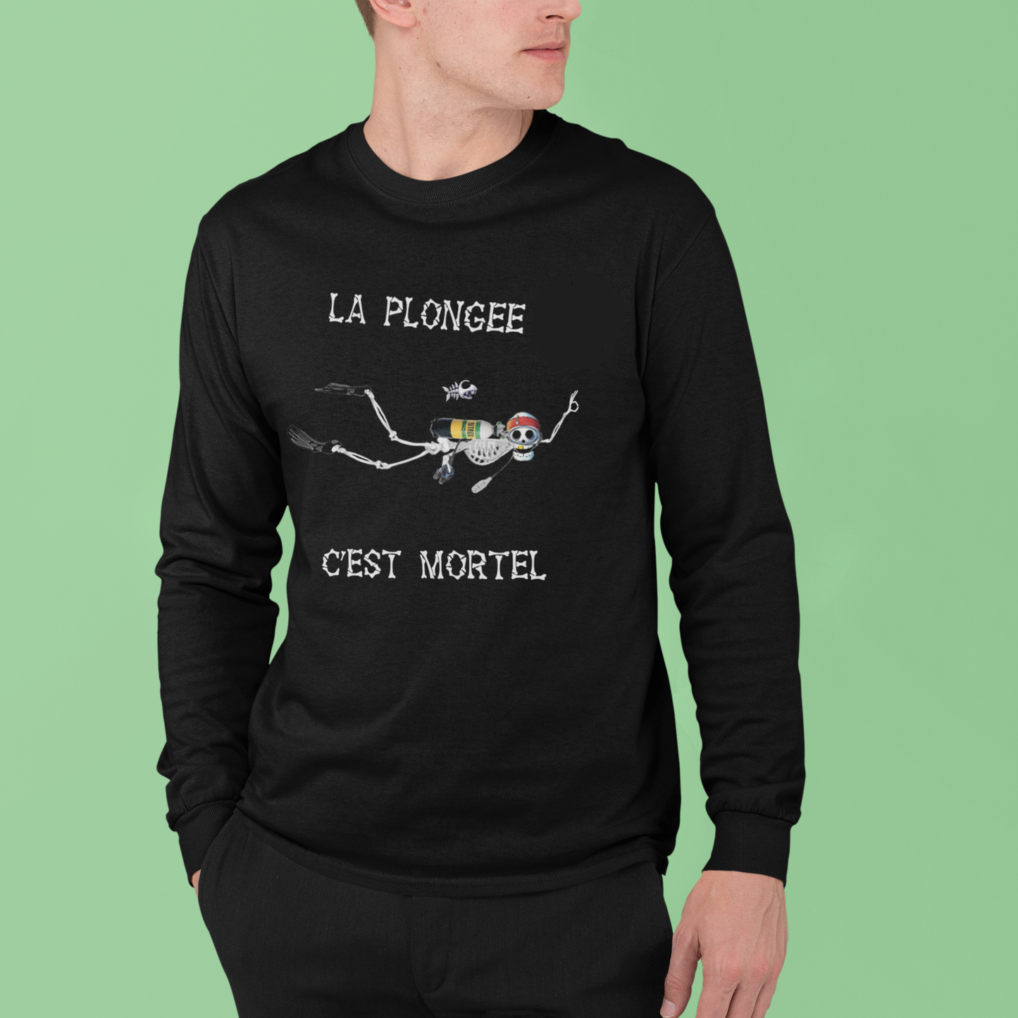 T-shirt Manche longue La plongée c'est mortel Par MacJos (Braderie)