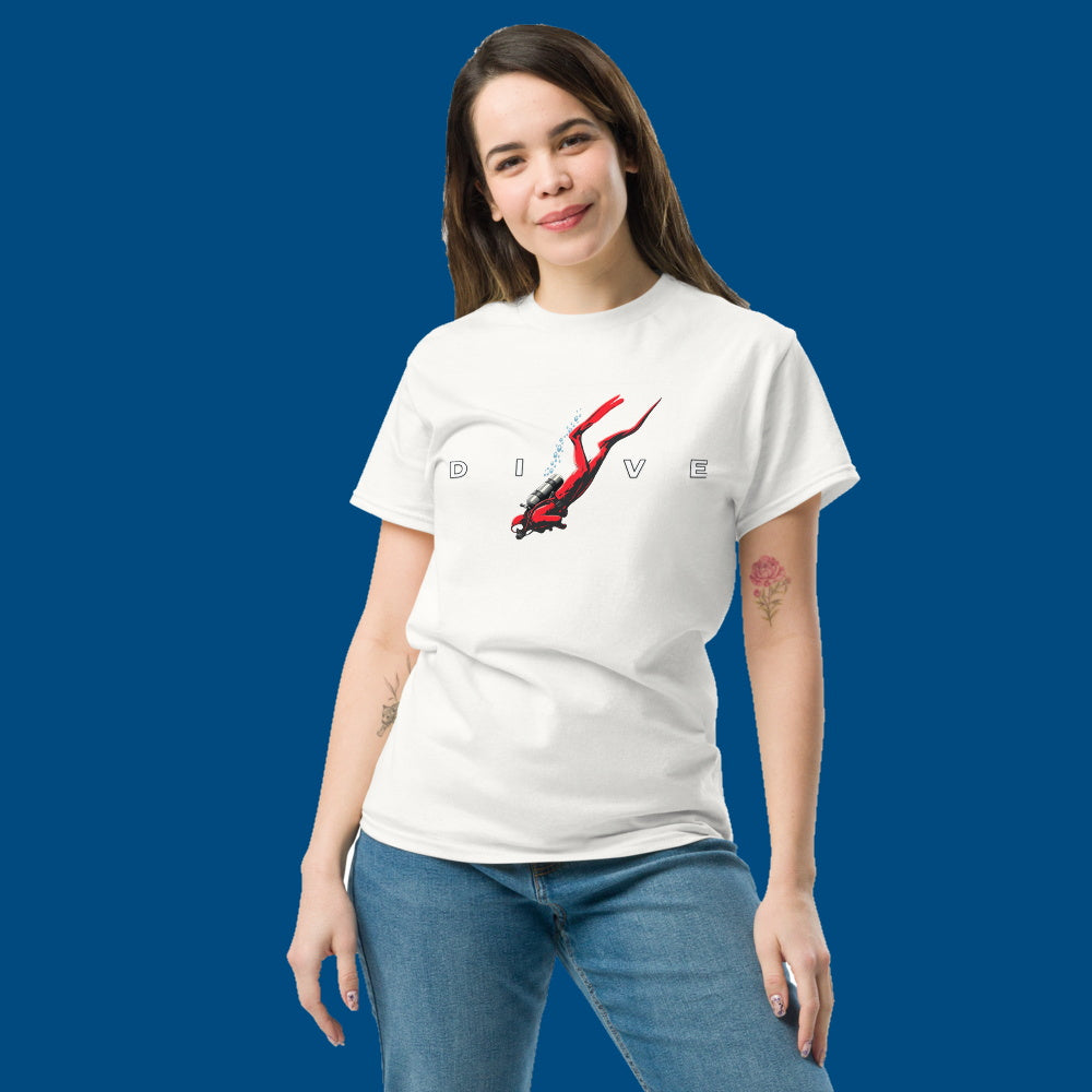 T-shirt classique unisexe DIVE plongeuse jour