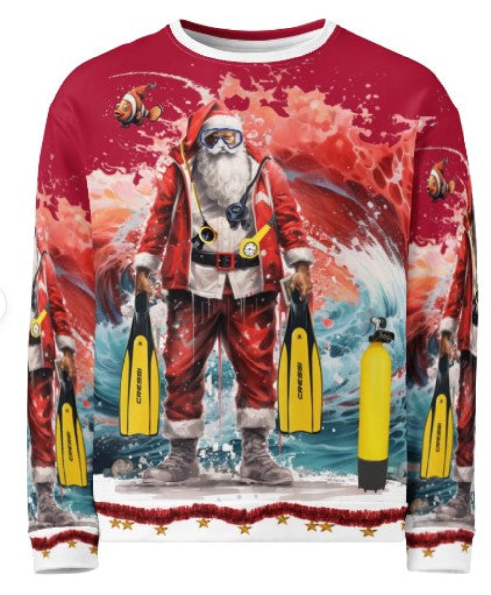 SWEAT PULL DE NOËL plongée père noël plongeur