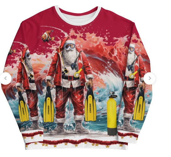 SWEAT PULL DE NOËL plongée père noël plongeur