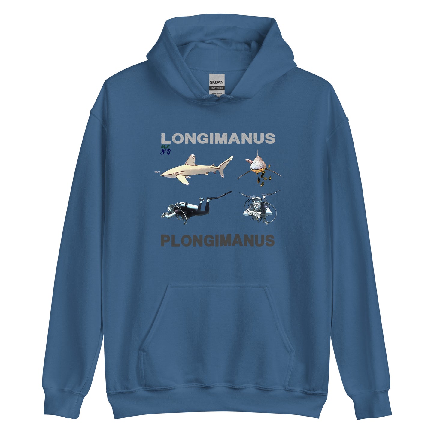 Sweat a capuche  MacJos plongée Requin LONGIMANUS  PLONGIMANUS