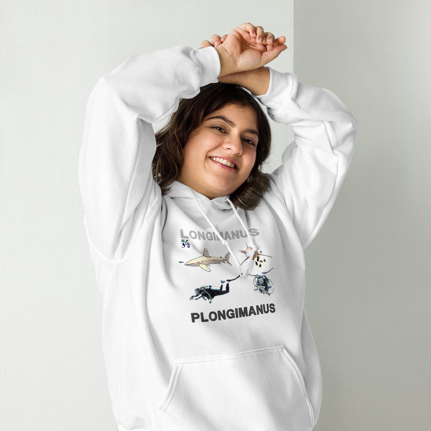 Sweat a capuche plongeuse MacJos plongée Requin LONGIMANUS  PLONGIMANUS