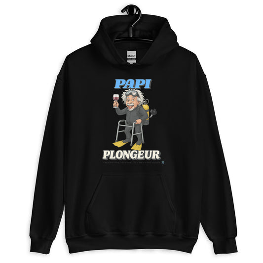 Sweat à capuche MacJos Papi Plongeur Legendaire – plongee humour