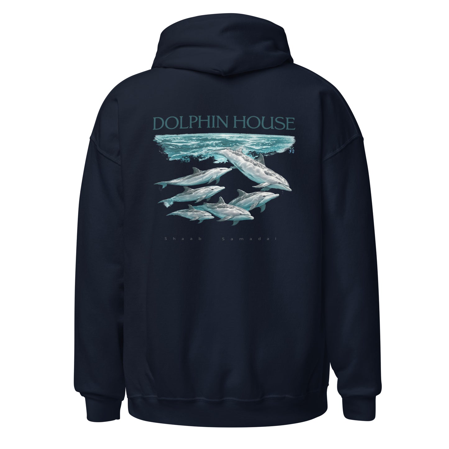 Sweat à capuche bleu marine MacJos dauphins Mer Rouge