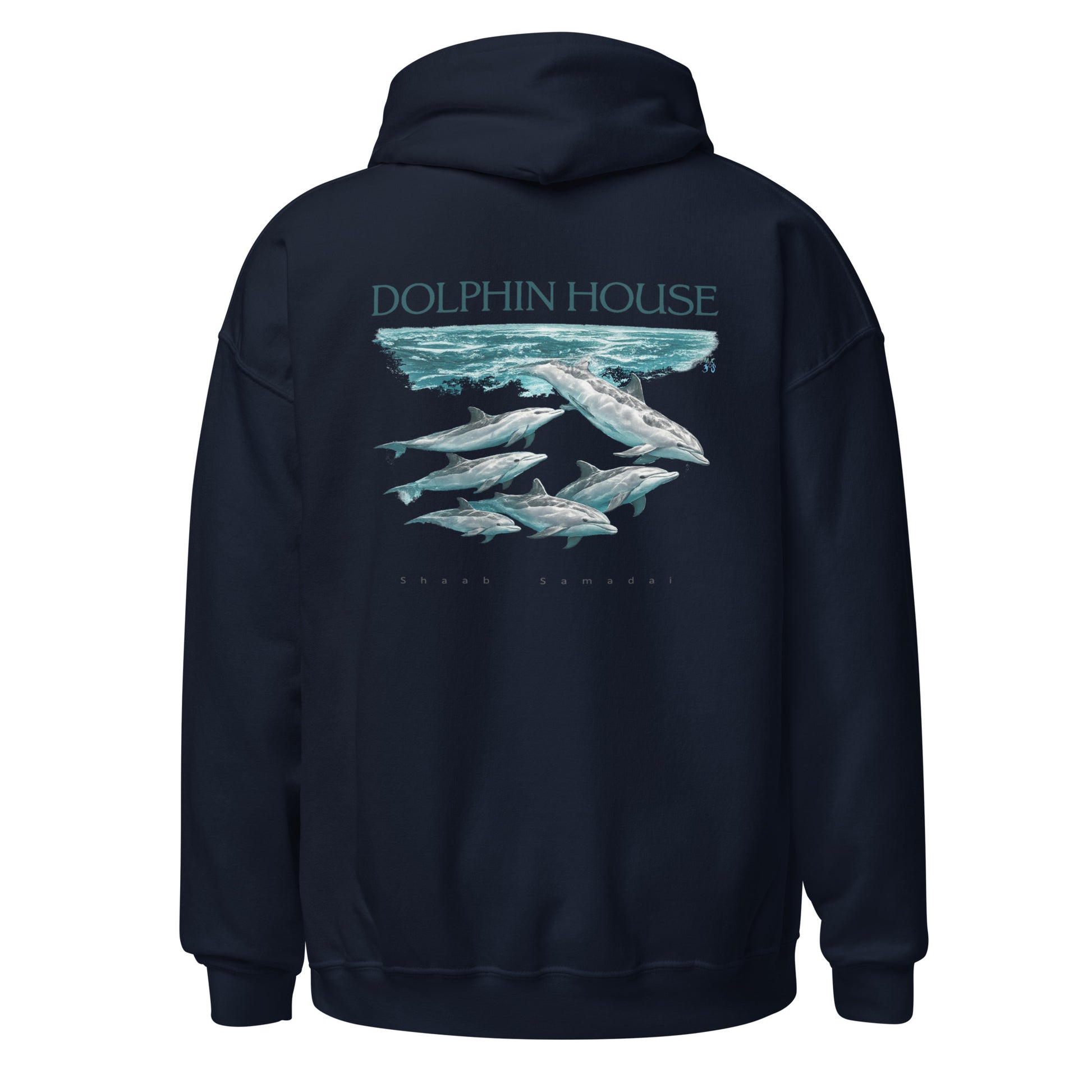 Sweat à capuche bleu marine MacJos dauphins Mer Rouge