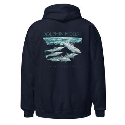 Sweat à capuche bleu marine MacJos dauphins Mer Rouge