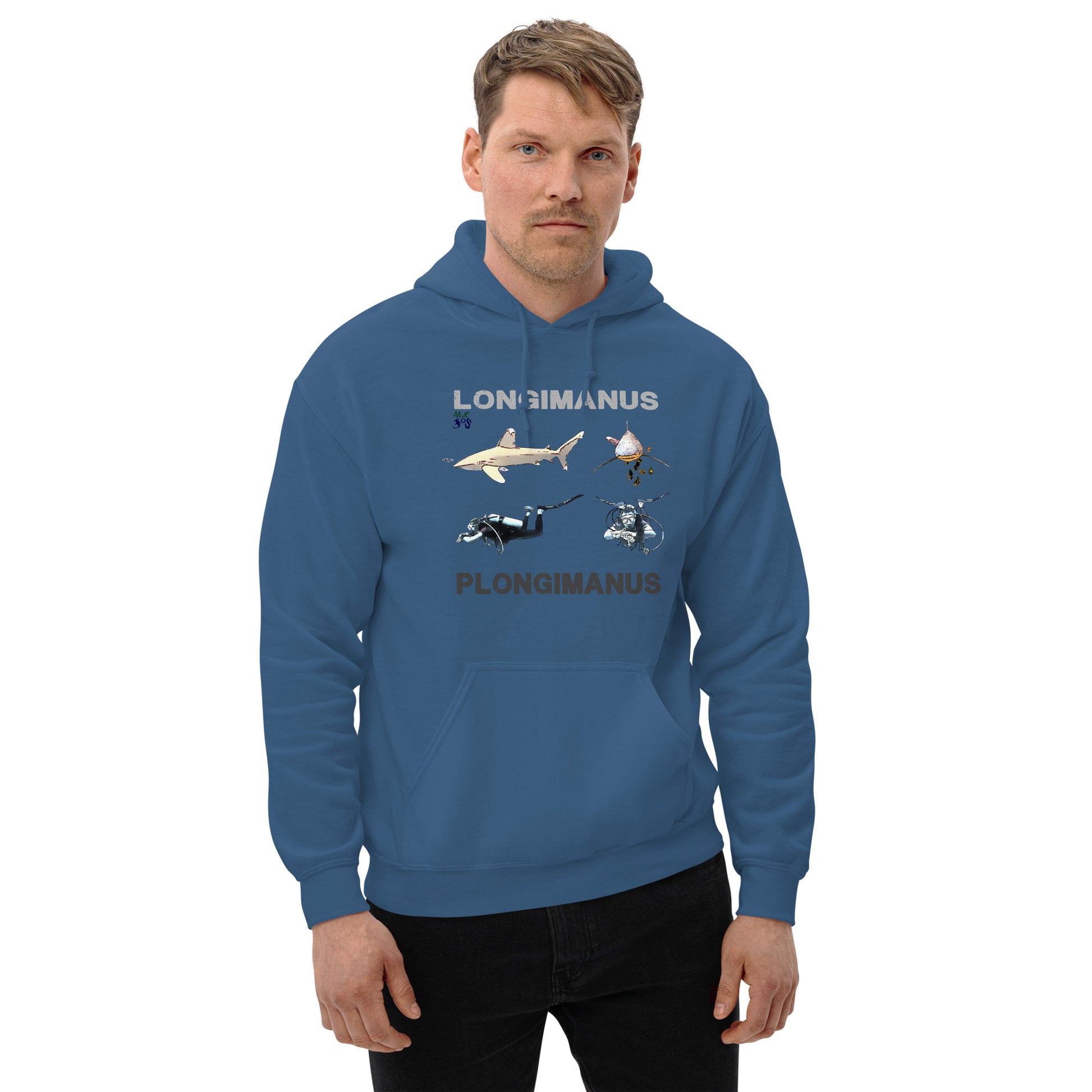 Sweat a capuche  MacJos plongée Requin LONGIMANUS  PLONGIMANUS
