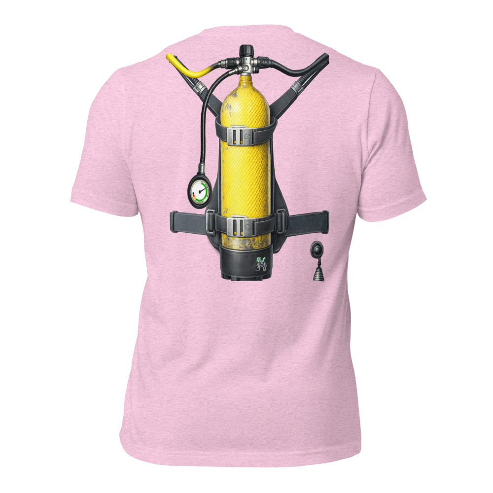 T-shirt femme MacJos plongée trompe-l’œil Bouteille dans le dos