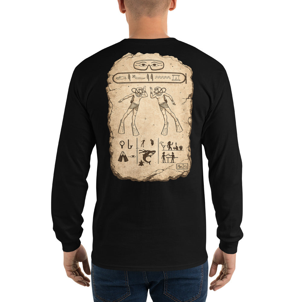 T-shirt manches longues noir MacJos Hieroglyphes Plongee egypte