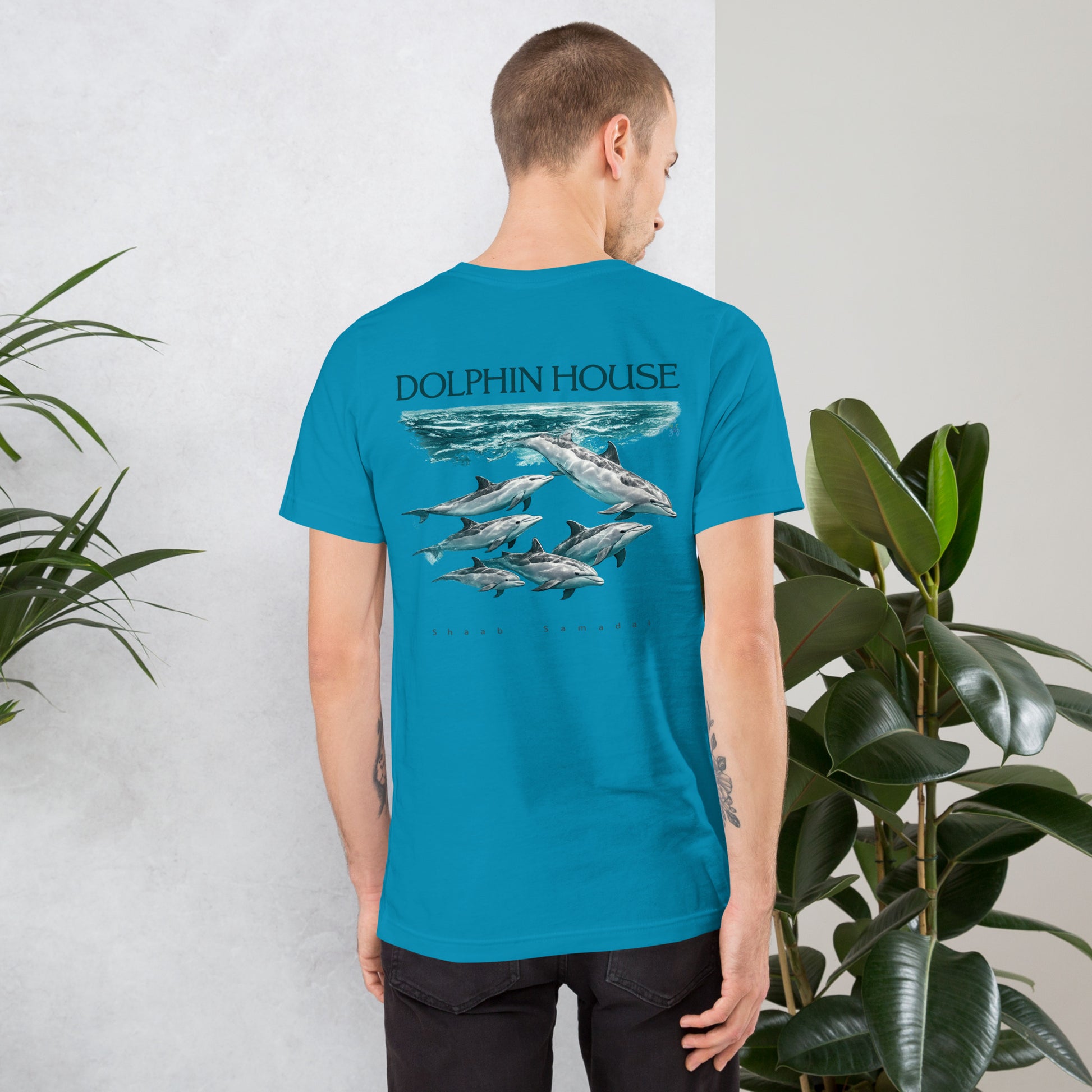T-shirt turquoise unisexe MacJos dauphins Mer Rouge