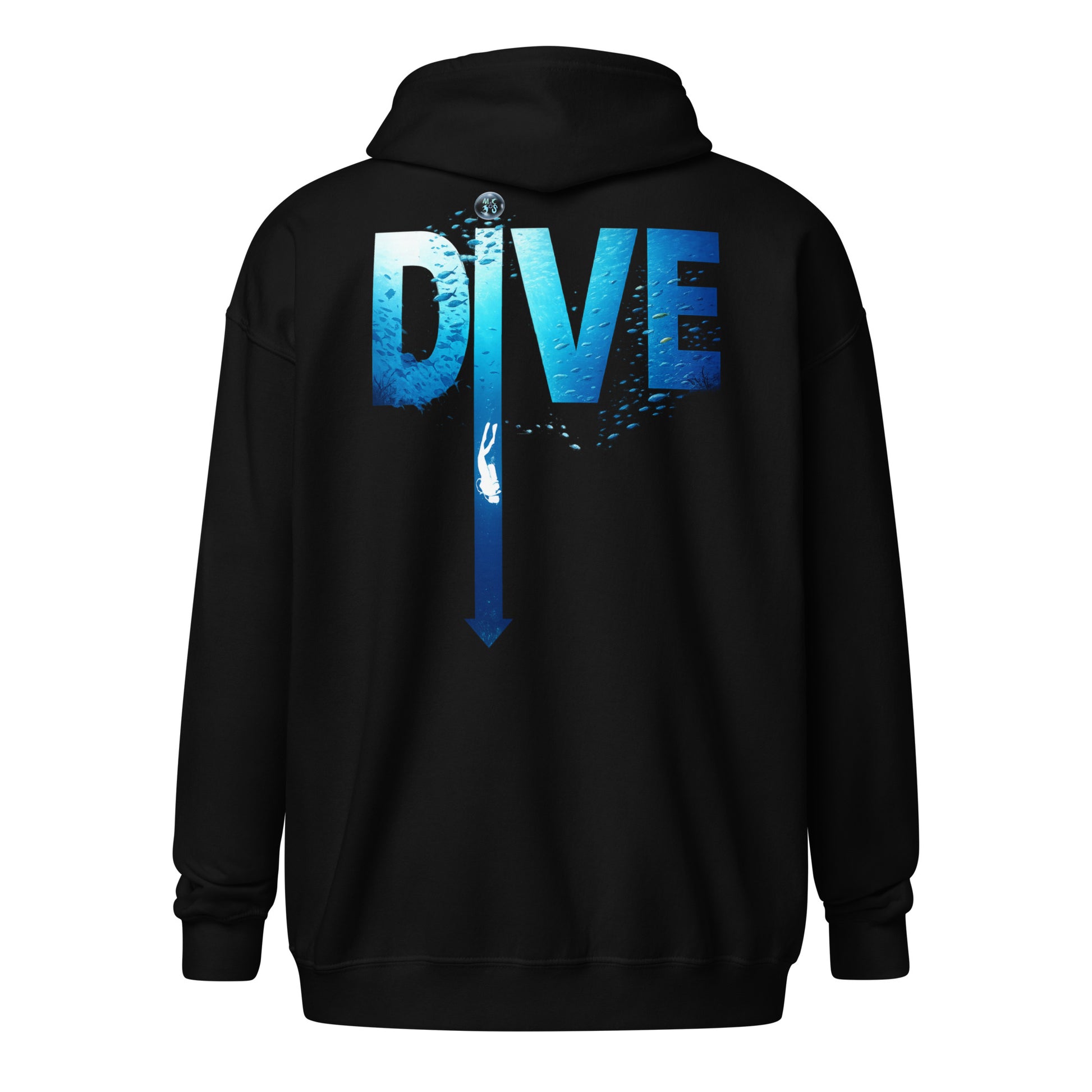 Sweat capuche zip plongée MacJos DIVE Flèche - plongée dans le bleu