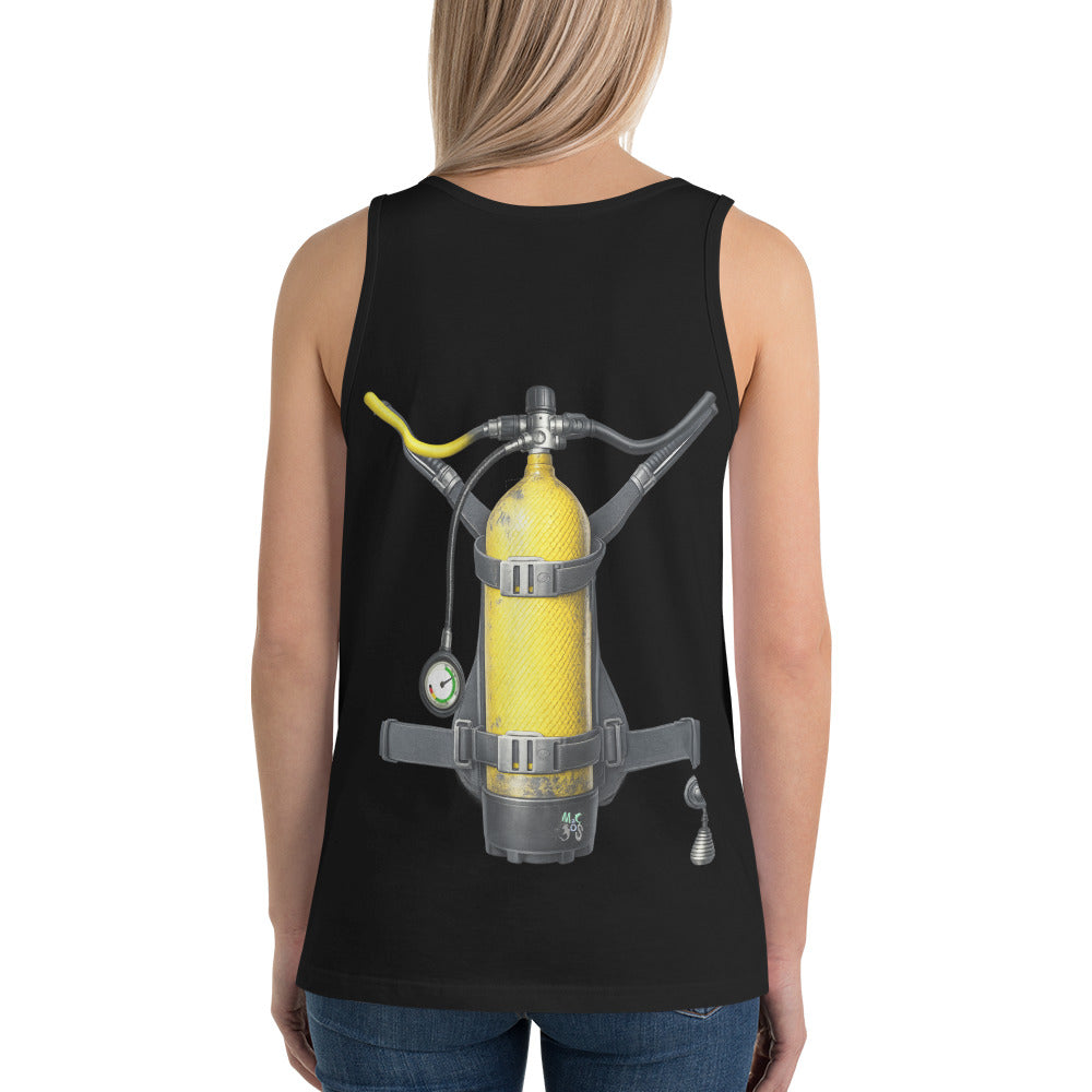 debardeur noir femme plongee trompe-l’oeil bouteille dans le dos | MacJos