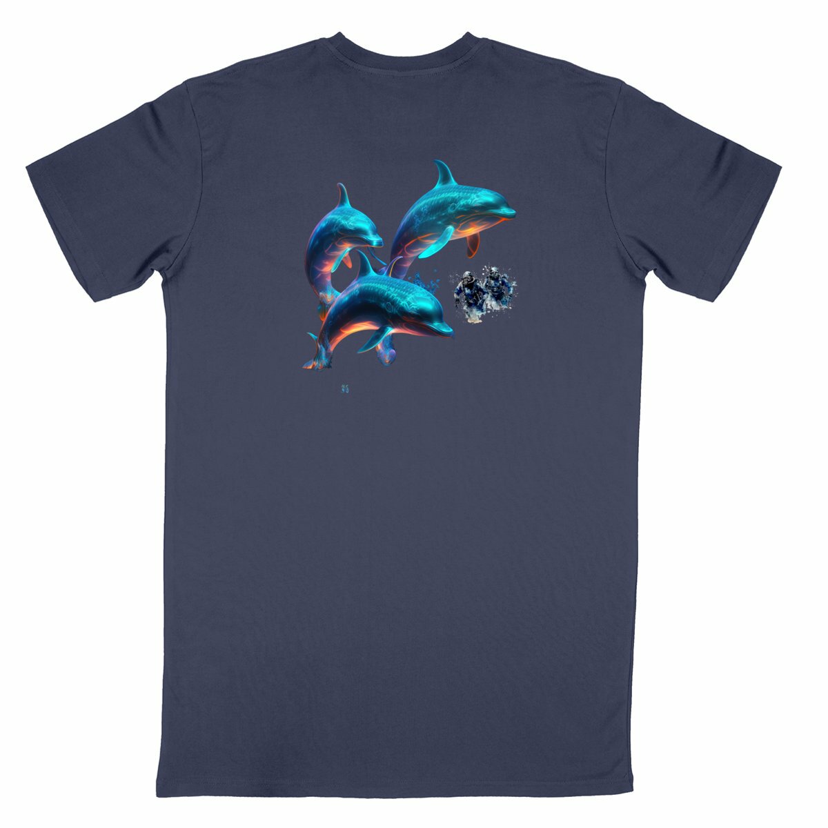 T-shirt Unisexe Classique MacJos 3 dauphins - dos_bleumarine