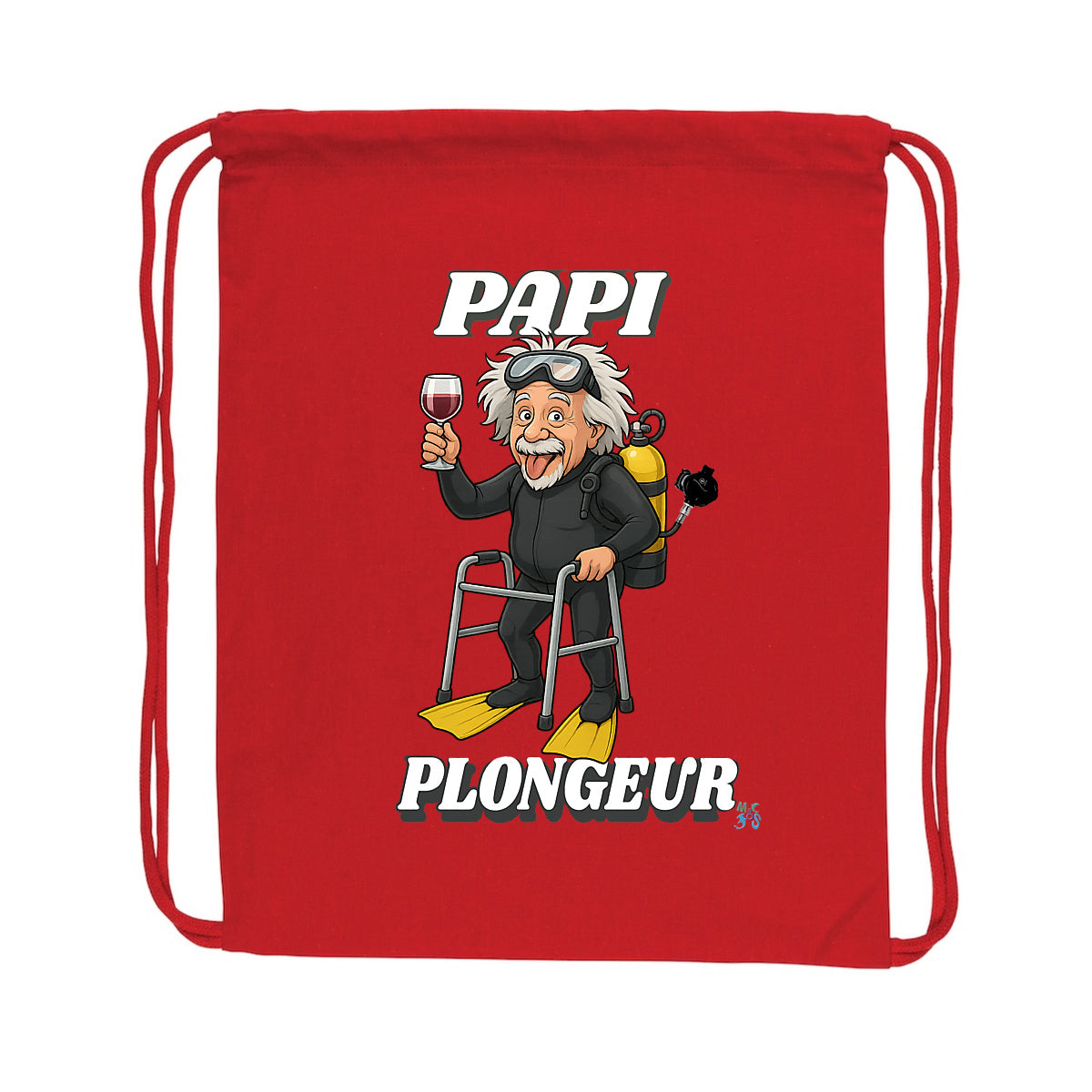 Sac à dos à cordelettes recyclé PAPI plongeur - face_0