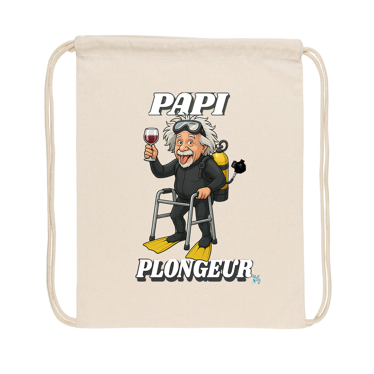 Sac à dos à cordelettes recyclé PAPI plongeur - face_3