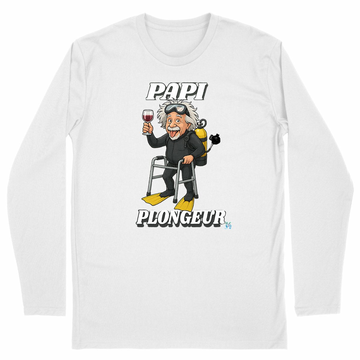 T-shirt manches longues Papi plongeur - face_blanc