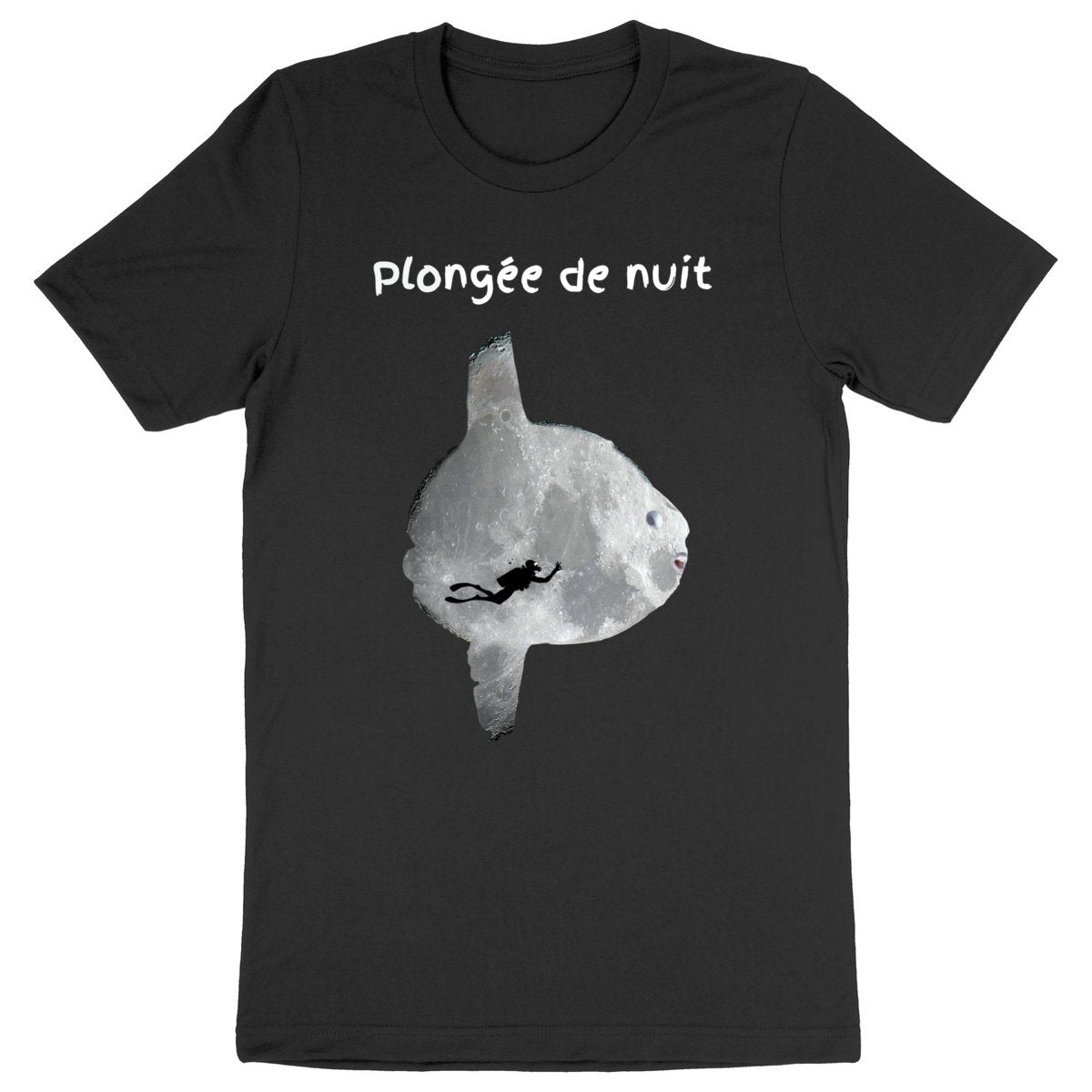 T-shirt plongée bio : Plongée de nuit sous poisson lune - face_noir