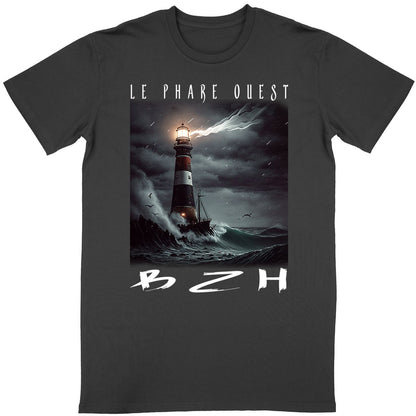 T-shirt Bretagne : le phare ouest - face_noir