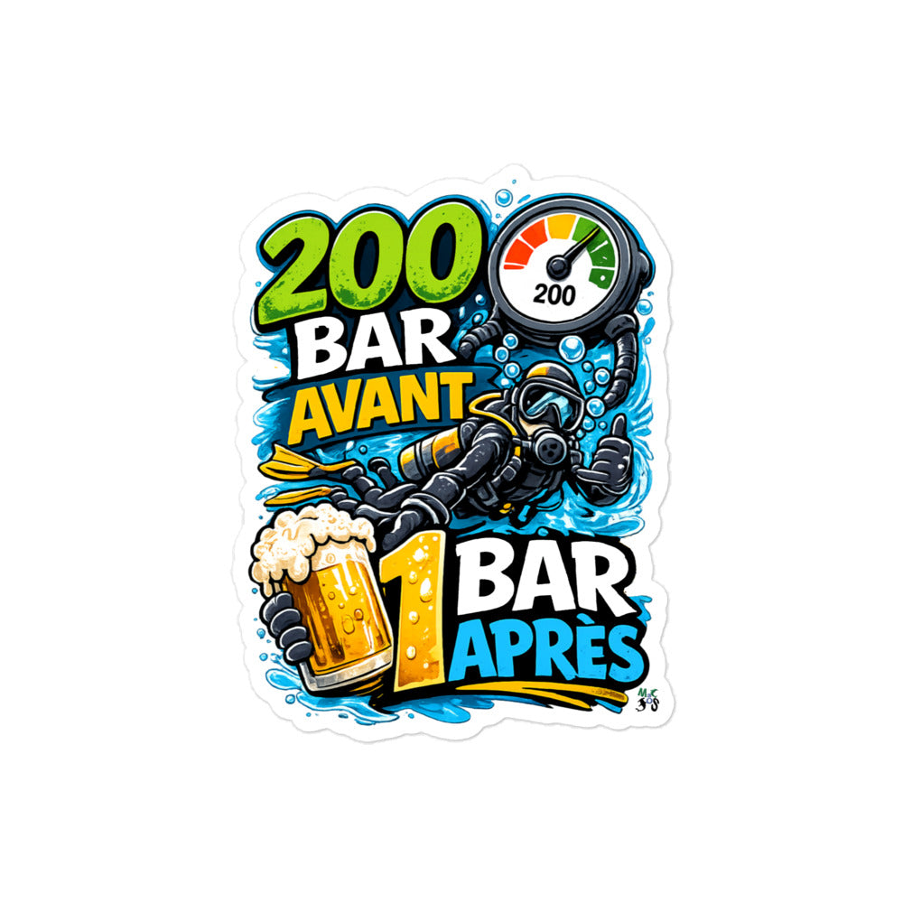 Autocollants découpés sur mesure 200 bar debriefnig plongée