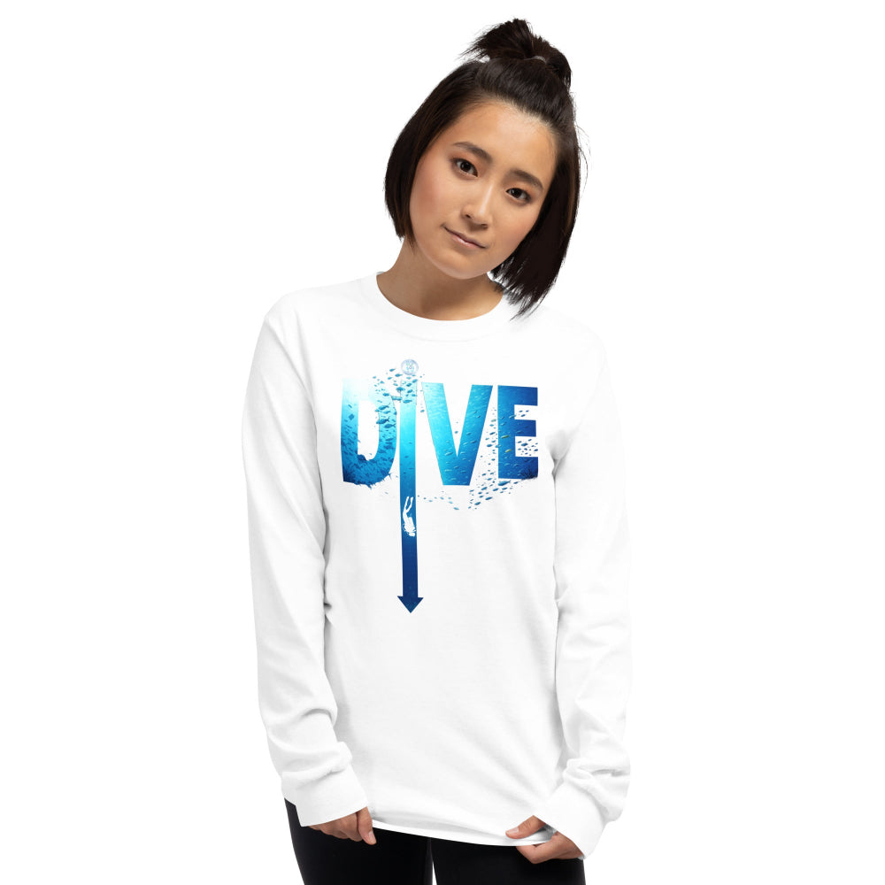 T-shirt manche longue MacJos DIVE Flèche - plongée dans le bleu