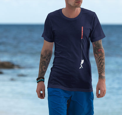 T-shirt parachute de plongée vertical avec plongeur