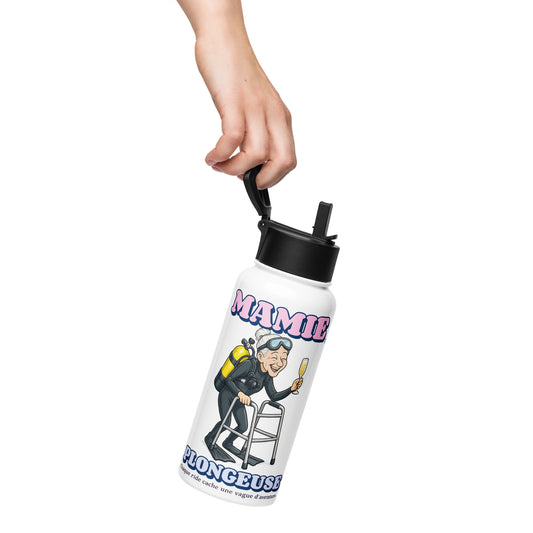 Bouteille d'eau en acier inoxydable avec paille MacJos Mamie Plongeuse