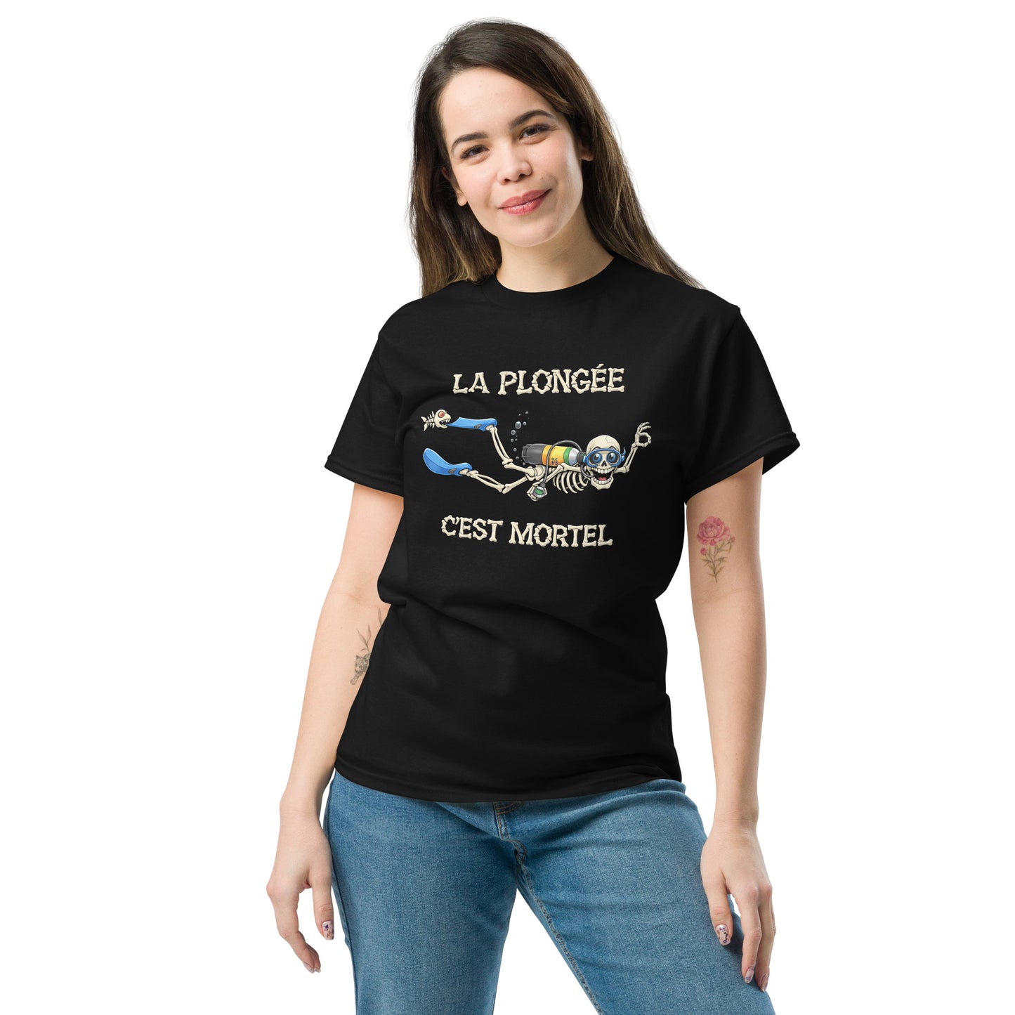 T-shirt Humour plongée MacJos – squelette plongeur