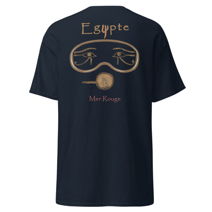 T-shirt bleu marine MacJos plongée egypte antique