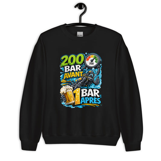 Sweat unisexe MacJos, 200 Bar Avant, 1 Bar Après : Le Débrief du Plongeur 
