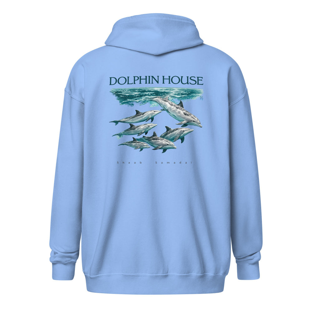 Sweat à capuche épais unisexe à fermeture éclair MacJos dauphins Mer Rouge