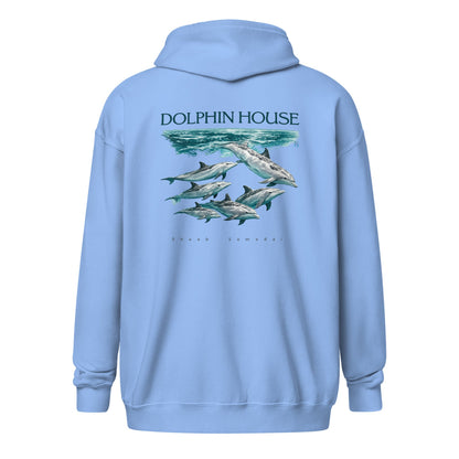 Sweat à capuche épais unisexe à fermeture éclair MacJos dauphins Mer Rouge