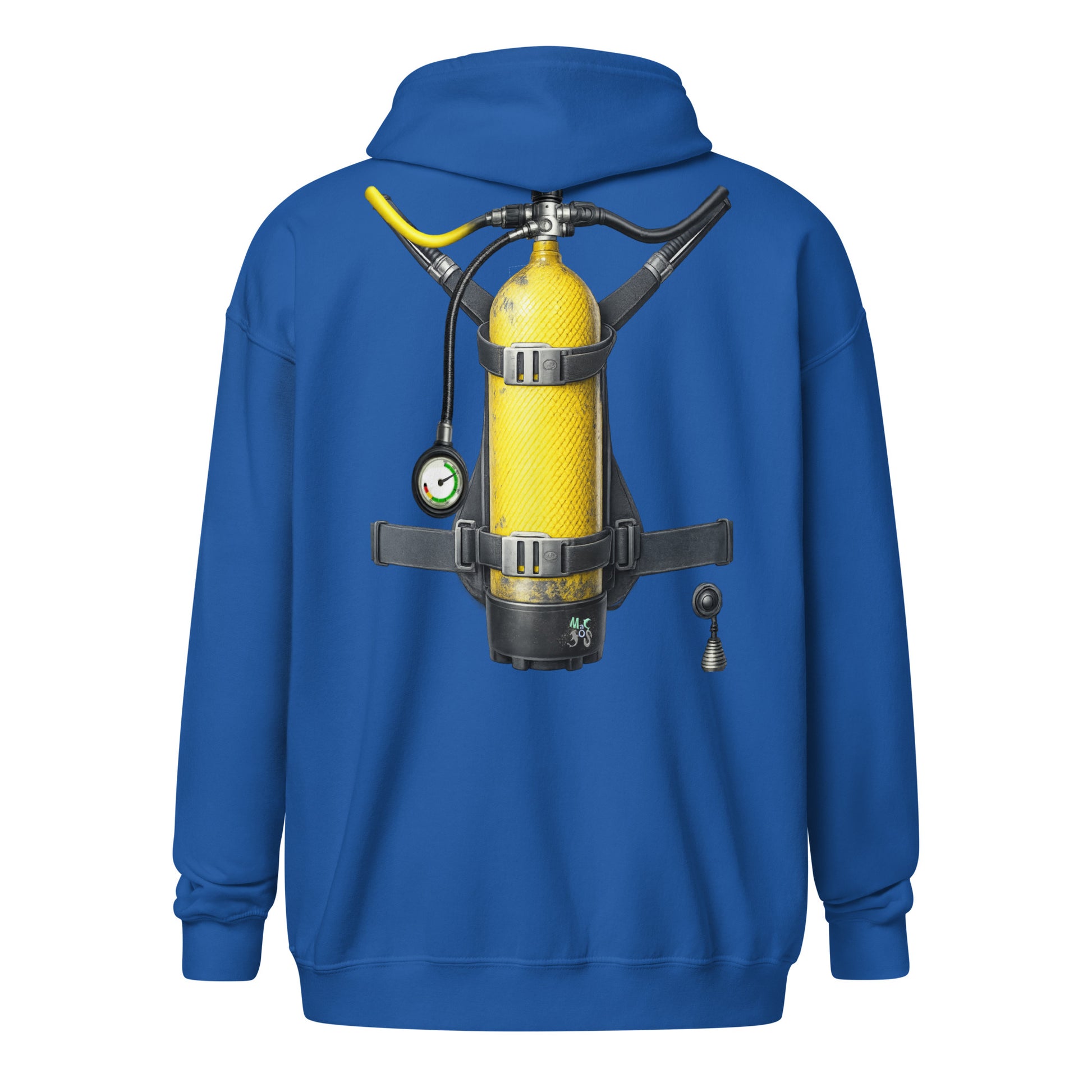 sweat capuche zip plongée trompe-l’œil bouteille dans le dos | MacJos