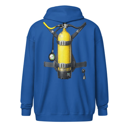 sweat capuche zip plongée trompe-l’œil bouteille dans le dos | MacJos