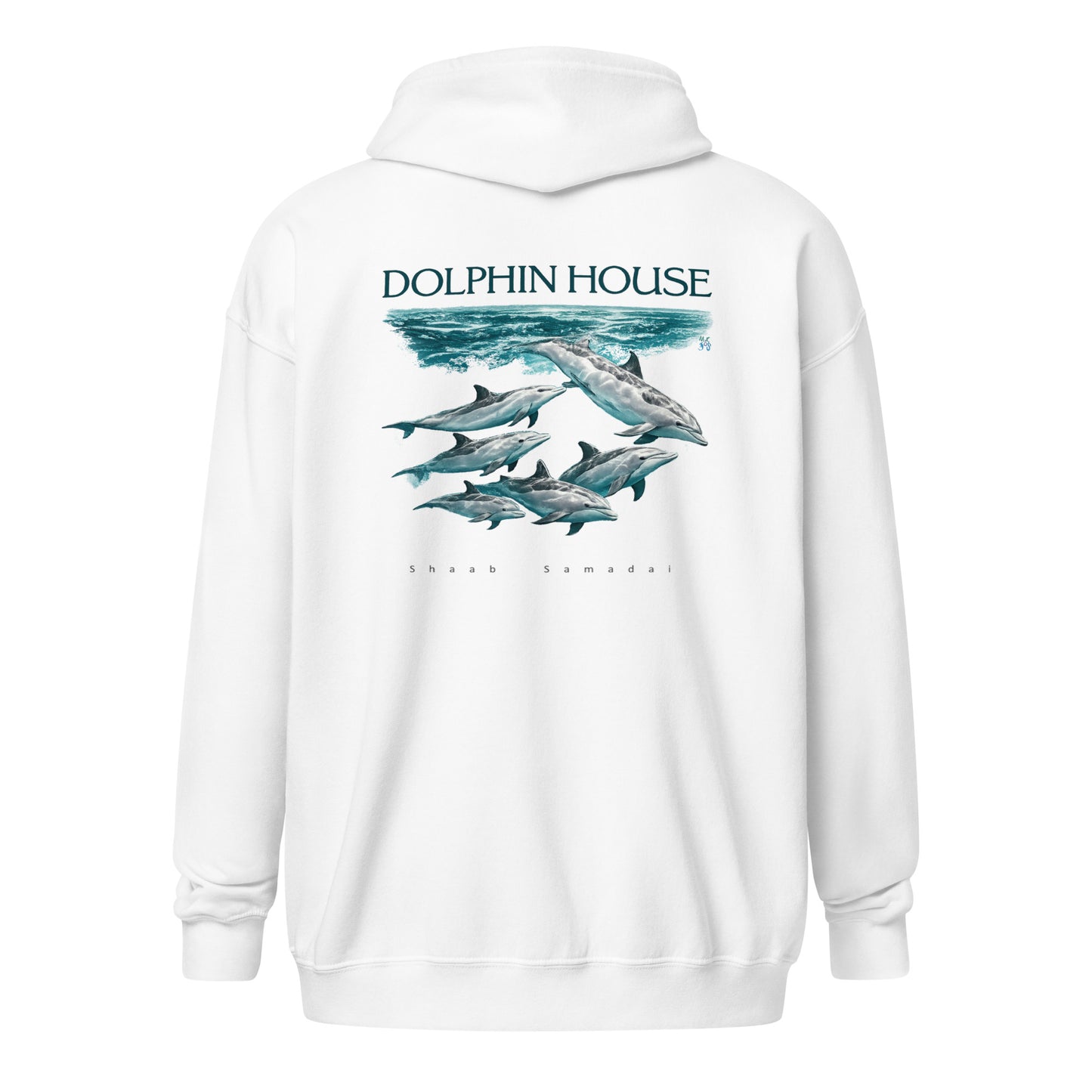 Sweat à capuche épais unisexe à fermeture éclair MacJos dauphins Mer Rouge