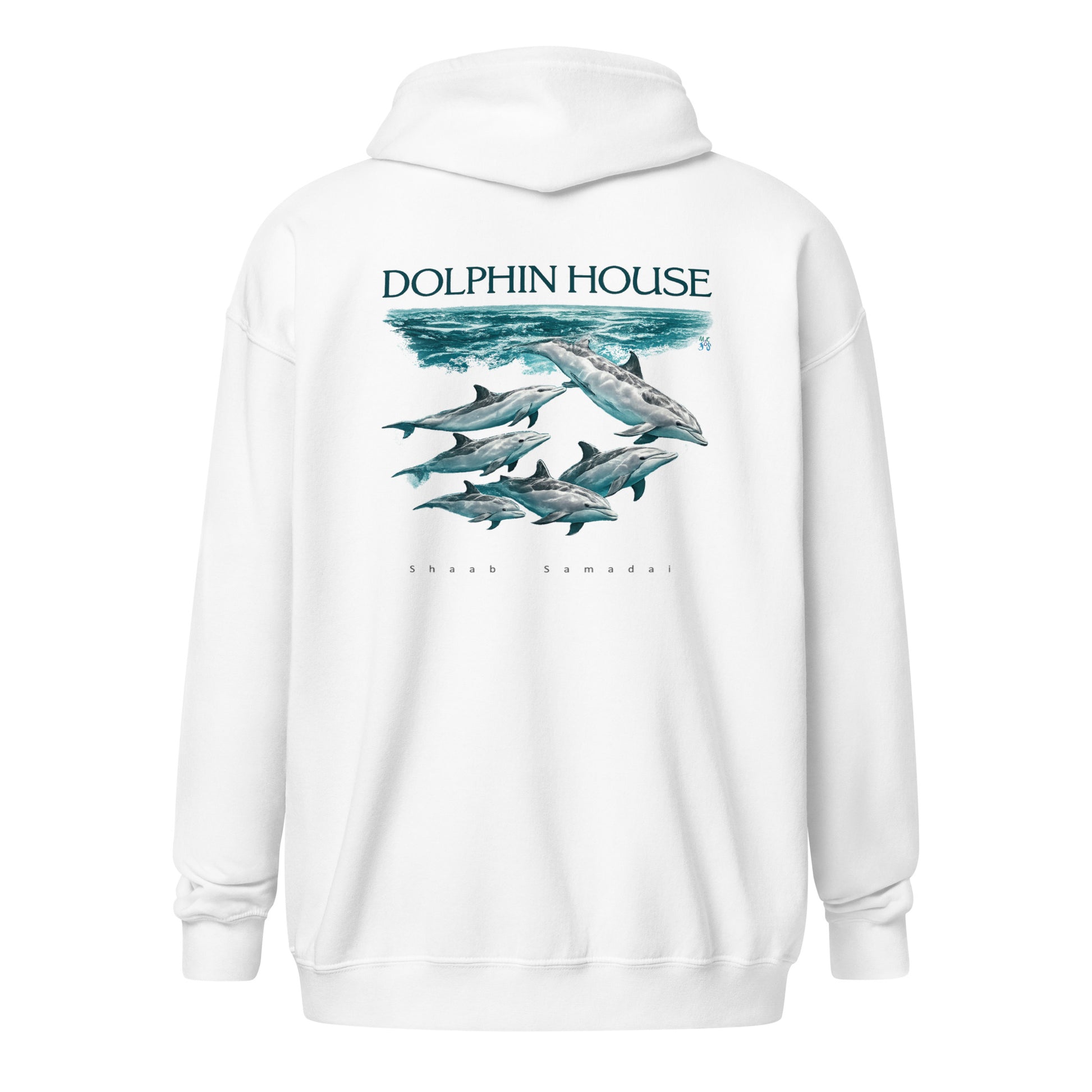 Sweat à capuche épais unisexe à fermeture éclair MacJos dauphins Mer Rouge