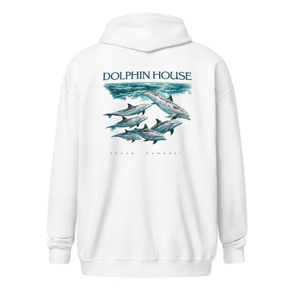 Sweat à capuche épais unisexe à fermeture éclair MacJos dauphins Mer Rouge