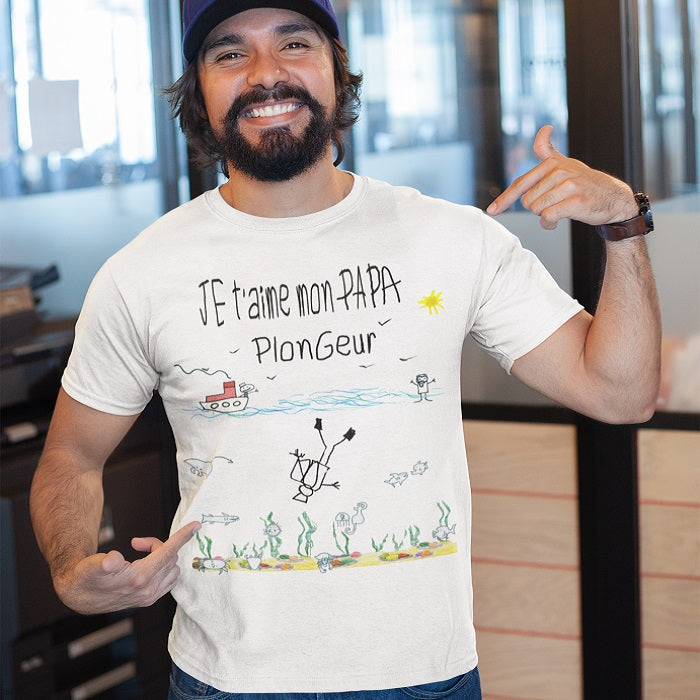 T-shirt plongée bio : cadeau de fête des pères plongeur- MacJos