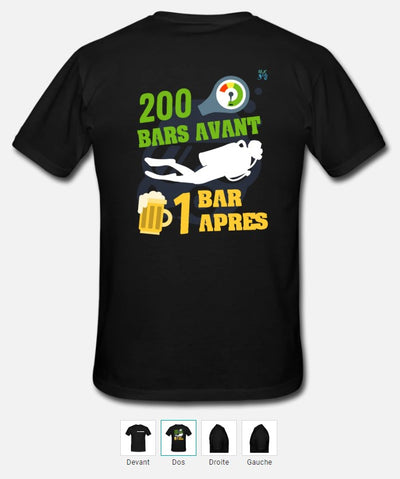 T-shirt plongée PERSONNALISE  : 200 bar débriefing + personnalisation nom