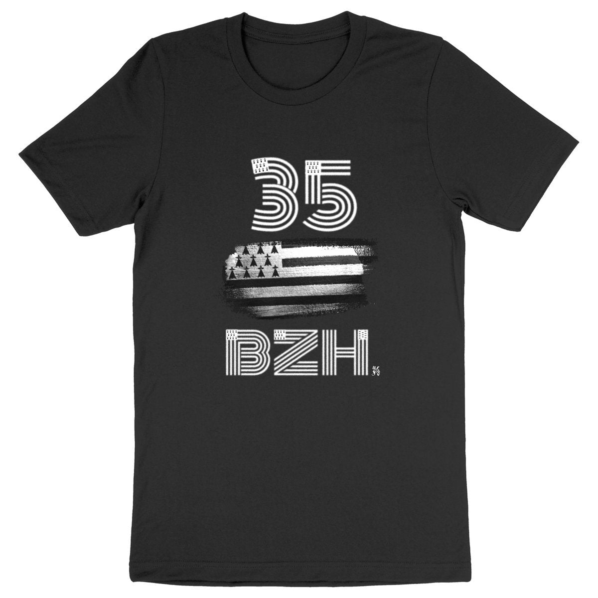 BZH-T-shirt breton 100% bio numéro département 35 Bretagne